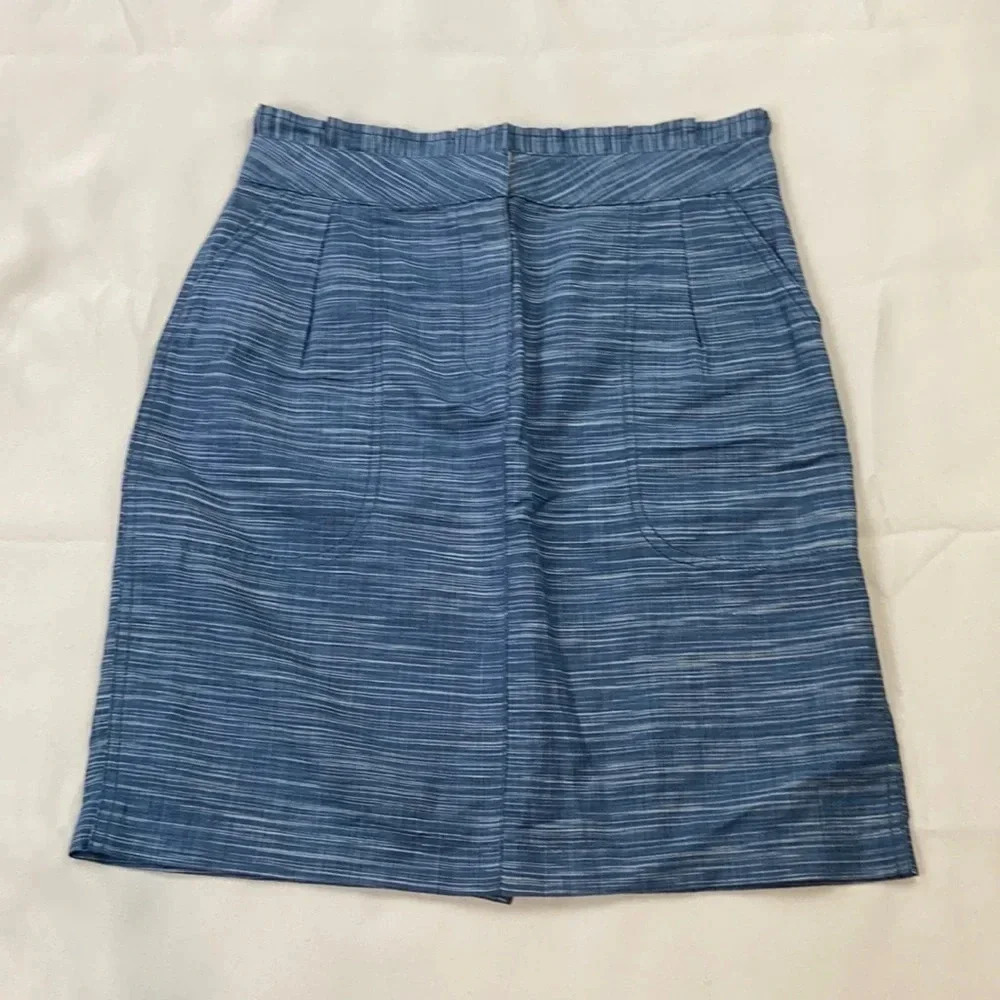 J.Crew Women’s‎ 0 NWOT Pockets Linen Blend Blue & White Skirt